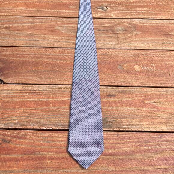 Vintage Italian Silk Tie Blue Red Iridescent Stripe Retro Luxury Necktie Formal - Picture 6 of 8